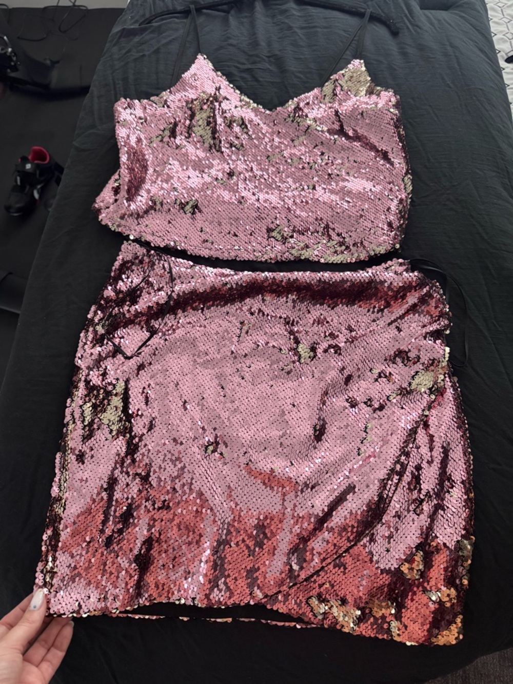 Topshop Pink Sequin Two-Piece Dress Set